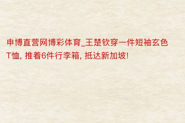 申博直营网博彩体育_王楚钦穿一件短袖玄色T恤, 推着6件行李箱, 抵达新加坡!