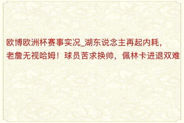 欧博欧洲杯赛事实况_湖东说念主再起内耗，老詹无视哈姆！球员苦求换帅，佩林卡进退双难