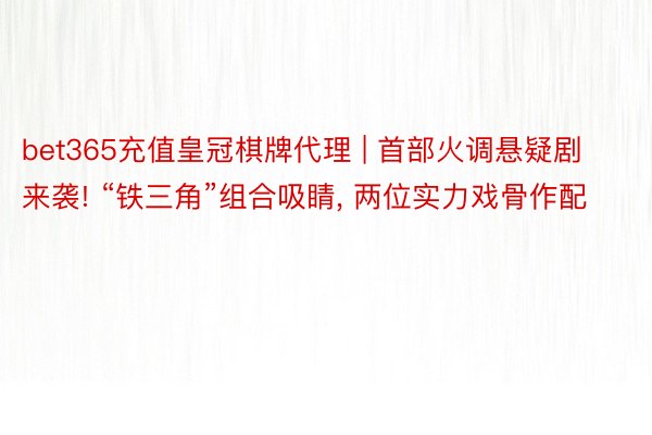 bet365充值皇冠棋牌代理 | 首部火调悬疑剧来袭! “铁三角”组合吸睛, 两位实力戏骨作配