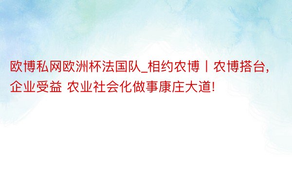 欧博私网欧洲杯法国队_相约农博丨农博搭台, 企业受益 农业社会化做事康庄大道!