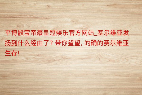 平博骰宝帝豪皇冠娱乐官方网站_塞尔维亚发扬到什么经由了? 带你望望, 的确的赛尔维亚生存!